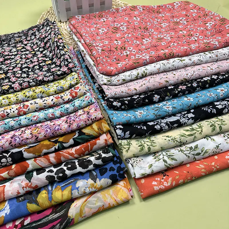 

Шифоновая ткань с принтом на метр для рубашек, платьев, одежды, шитья, цветов, полиэстер, летних цветочных цветов, тонкая мягкая драпировка, сделай сам