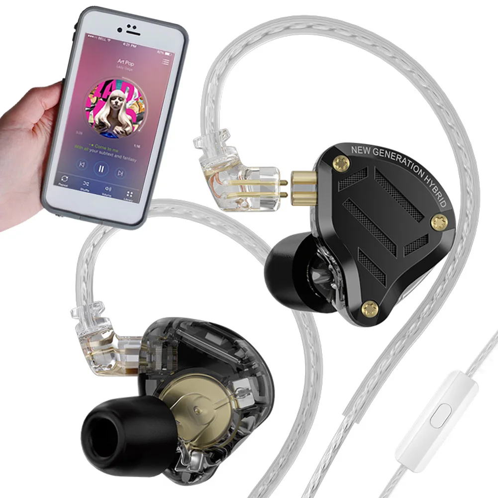 KZ ZS10 Pro 2 Wired Metal Earphone HIFI In Ear Bass Earbud 4-Level Tuning Switch Headphone Sport Sound Noise Reduction Headset