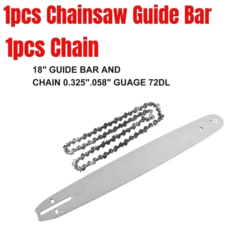 

High Quality 18" Guide Bar+Chain 0.325" .058" Guage 72DL For 62CC 58CC 52CC Chainsaw Chainsaw Parts And Accessories