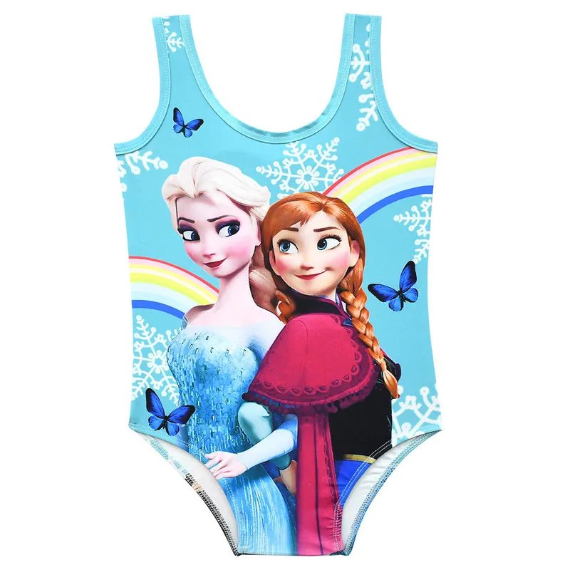 Dziecięcy strój kąpielowy dla dziewczynek Strój kąpielowy Cartoon Frozen Kawaii Vest Jednoczęściowy strój kąpielowy z dużą kokardą z tyłu