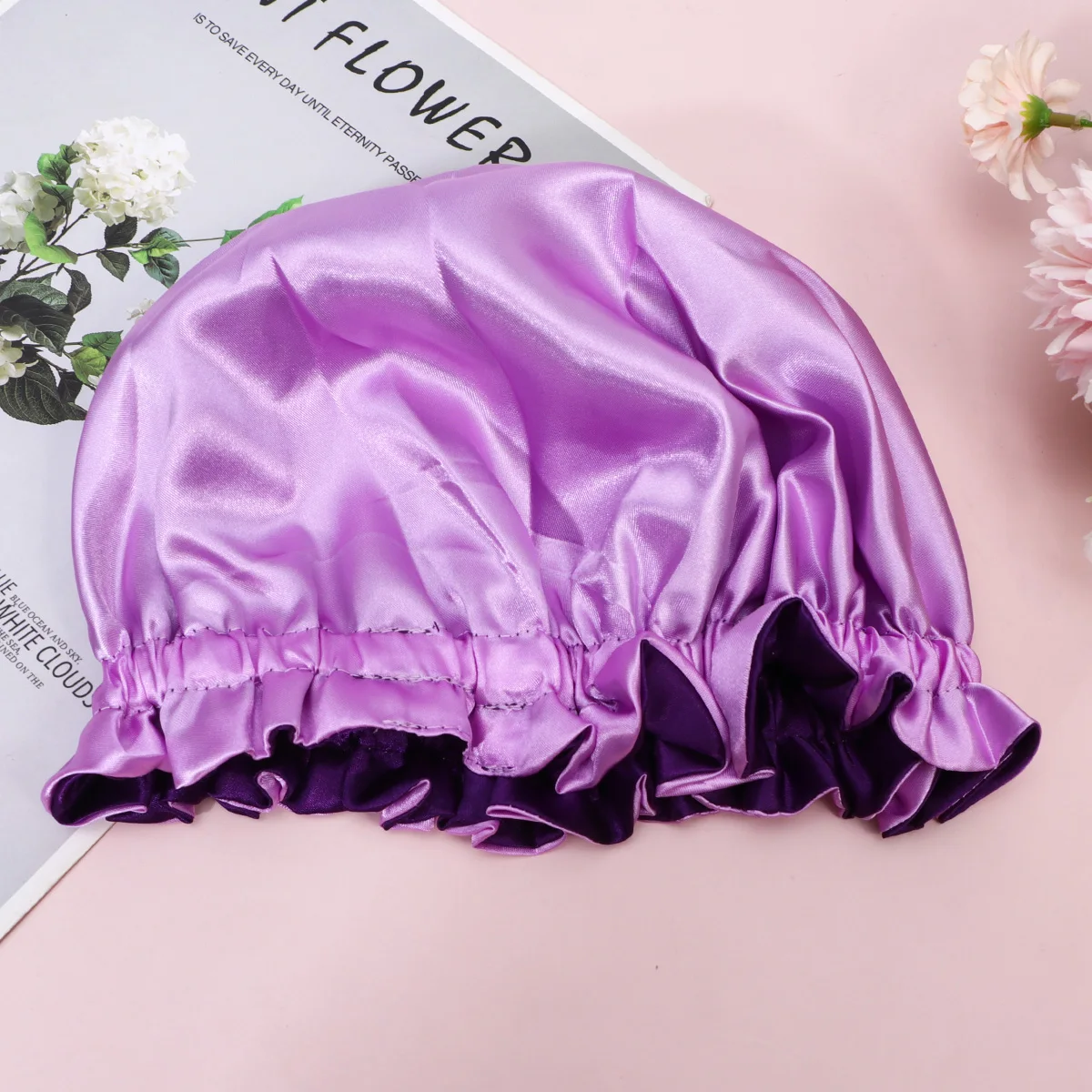 قبعة نوم حريرية للأطفال بحافة واسعة لسلامة الشعر، قبعة ناعمة مريحة للاستحمام للأطفال وضحاها باللون الأصفر #6