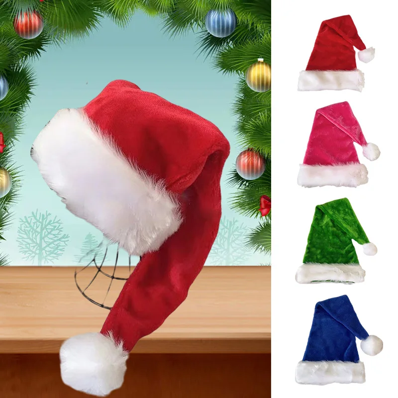 75cm Long Plush Merry Christmas Hat Cosplay Costume Santa Claus Cap For Adult Gift New Year Christmas  Xmas Party Decoration