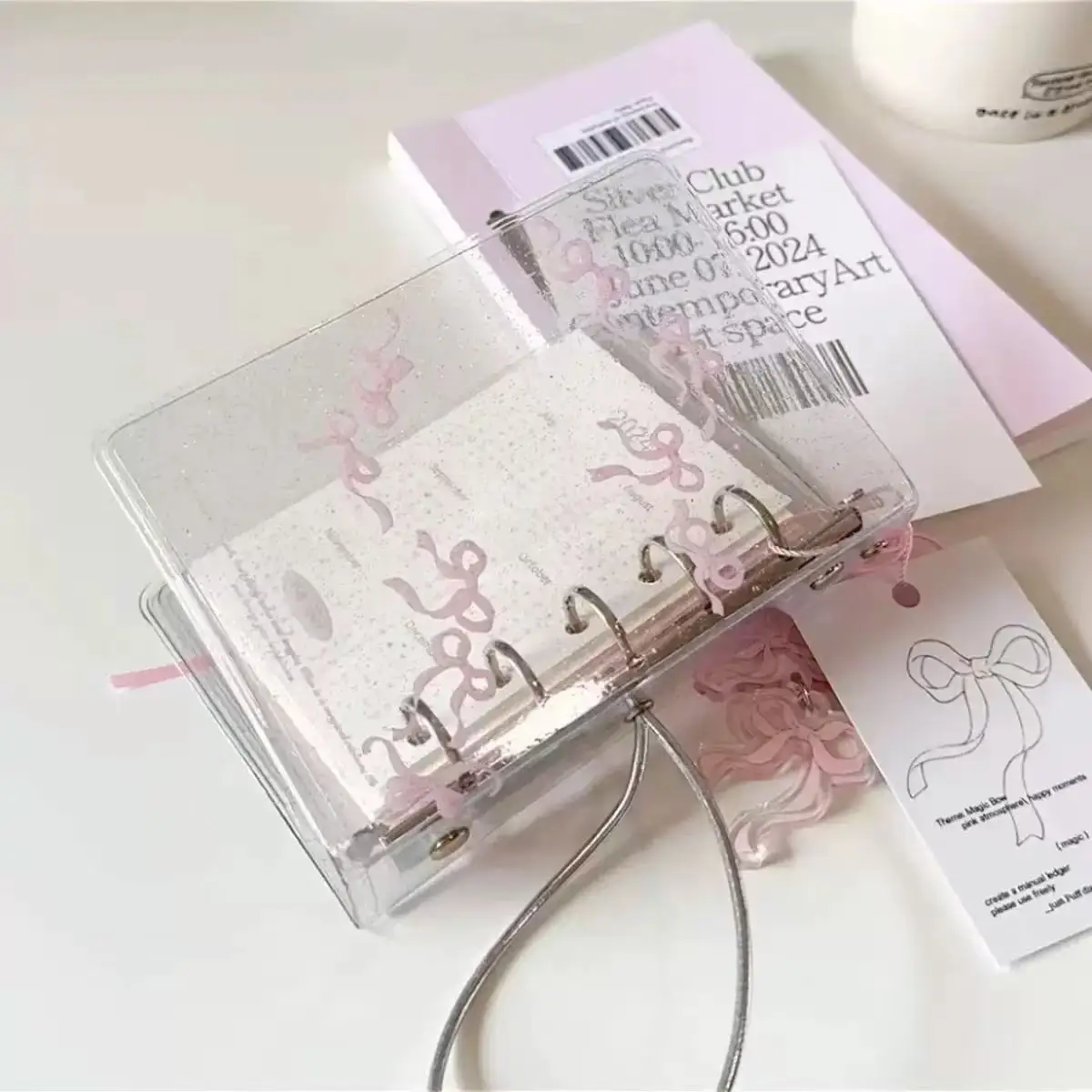 M5 Pink Bow Tie Strap Detachable DIY Photo Card Binder Large Capacity Idol Photocard Album Photocards Collect Book - view 2