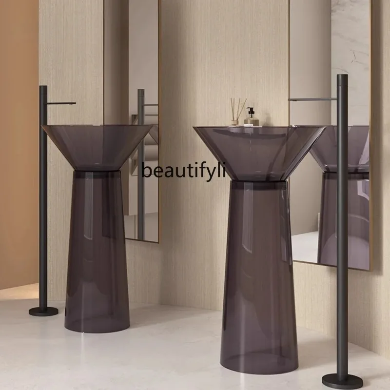 XX80 Floor-to-ceiling column basin, bathroom washbasin, transparent color vertical washbasin customization