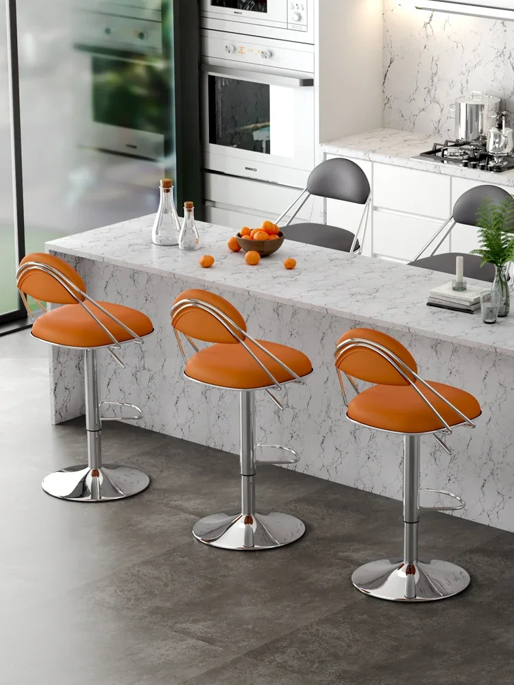 

Light luxury backrest bar chair home Nordic front desk high foot rotating lift