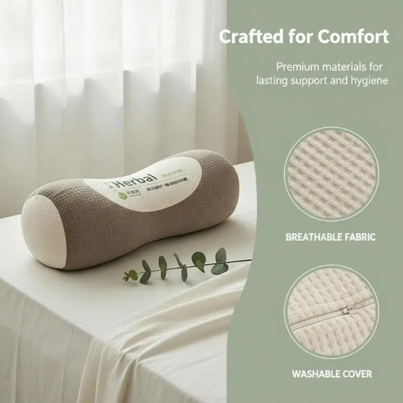 Organic Cylindrical Buckwheat Pillow Breathable Cervical Vertebra Pillow for Neck Pain Relief Side Back Sleepers