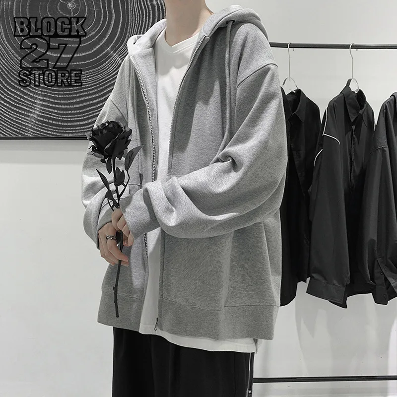 

Harajuku, весенне-осенняя толстовка на молнии, мужская уличная модная толстовка, повседневная куртка с капюшоном, пара, корейский стиль, новинка