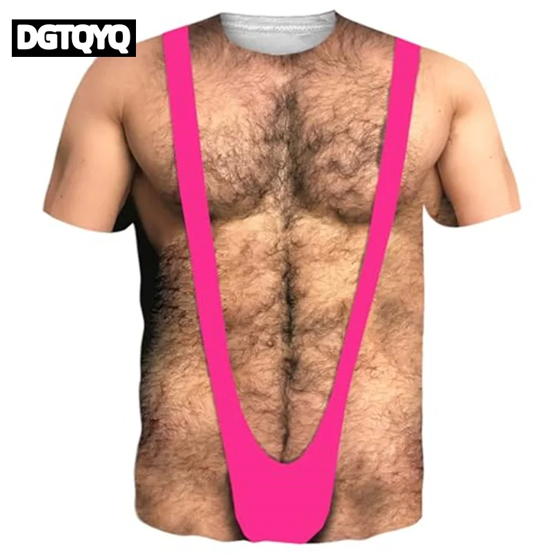 

Funny Hairy Chest Graphic T Shirt Men 3d Printed Muscle Fake Abs Short Sleeve T-shirt Summer Spring Cosplay Costume Tee Shirts