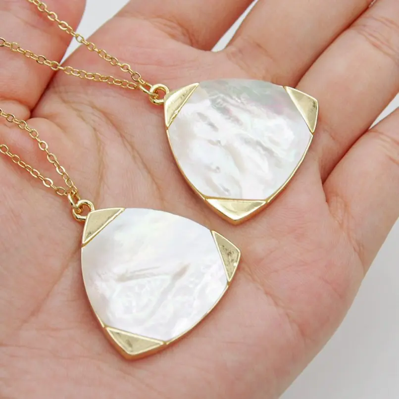 

Chain White Shell Necklace Gold Color Copper 18+2inch Jewelry Special Gift For Women