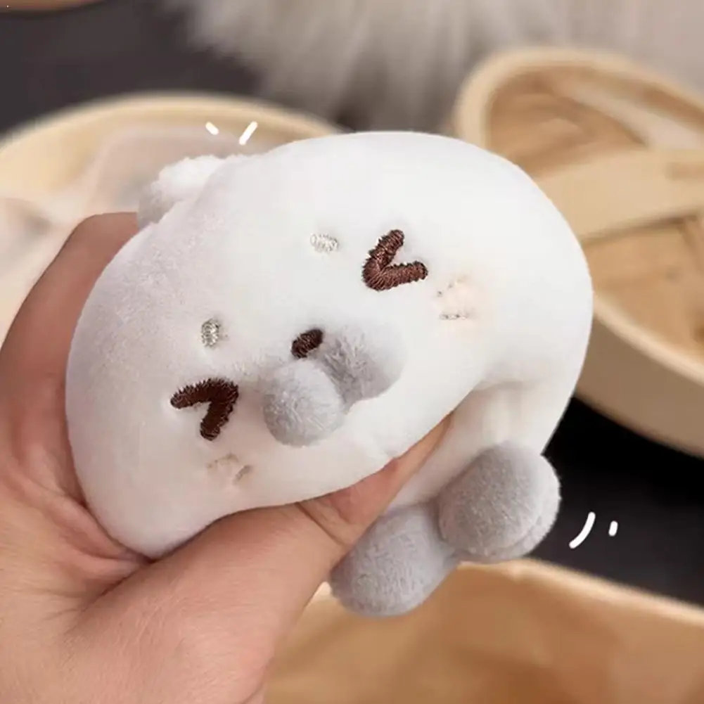 Llavero de peluche de foca Kawaii, adorable foca de panecilla al vapor, juguete de peluche, colgante para bolso, amuleto para mochila, regalo de cumpleaños para niños