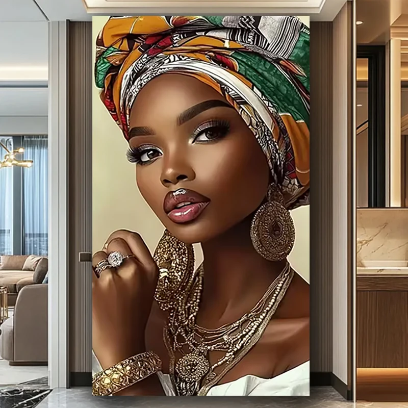 

Яркий африканский женский красочный тюрбан 5D алмазная живопись ювелирные изделия наборы крестиков полная квадратная круглая Алмазная мозаика домашний декор