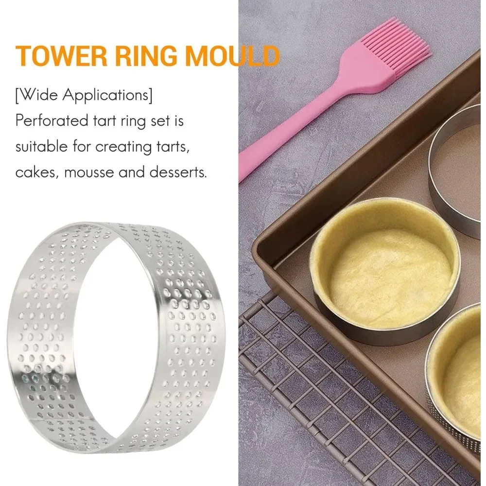 For Set of 10 5cm Stainless Steel Rings, Heat-resistant Perforated Cake Mousse Rings, Ring Baking Doughnut Tool