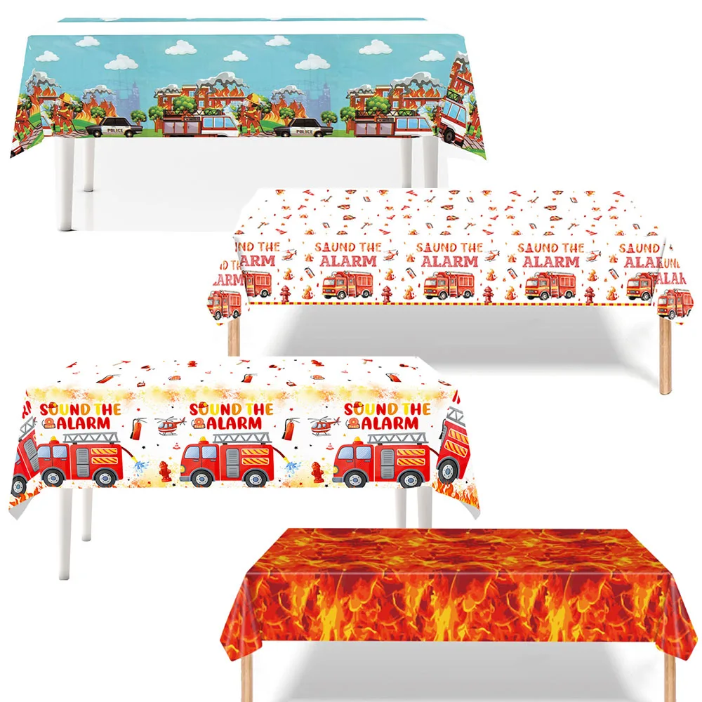 

Firefighter Table Covers Fire Truck Birthday Party Tablecloth Plastic Tablecloth Boy Birthday Decor Fireman Theme Party Supplies