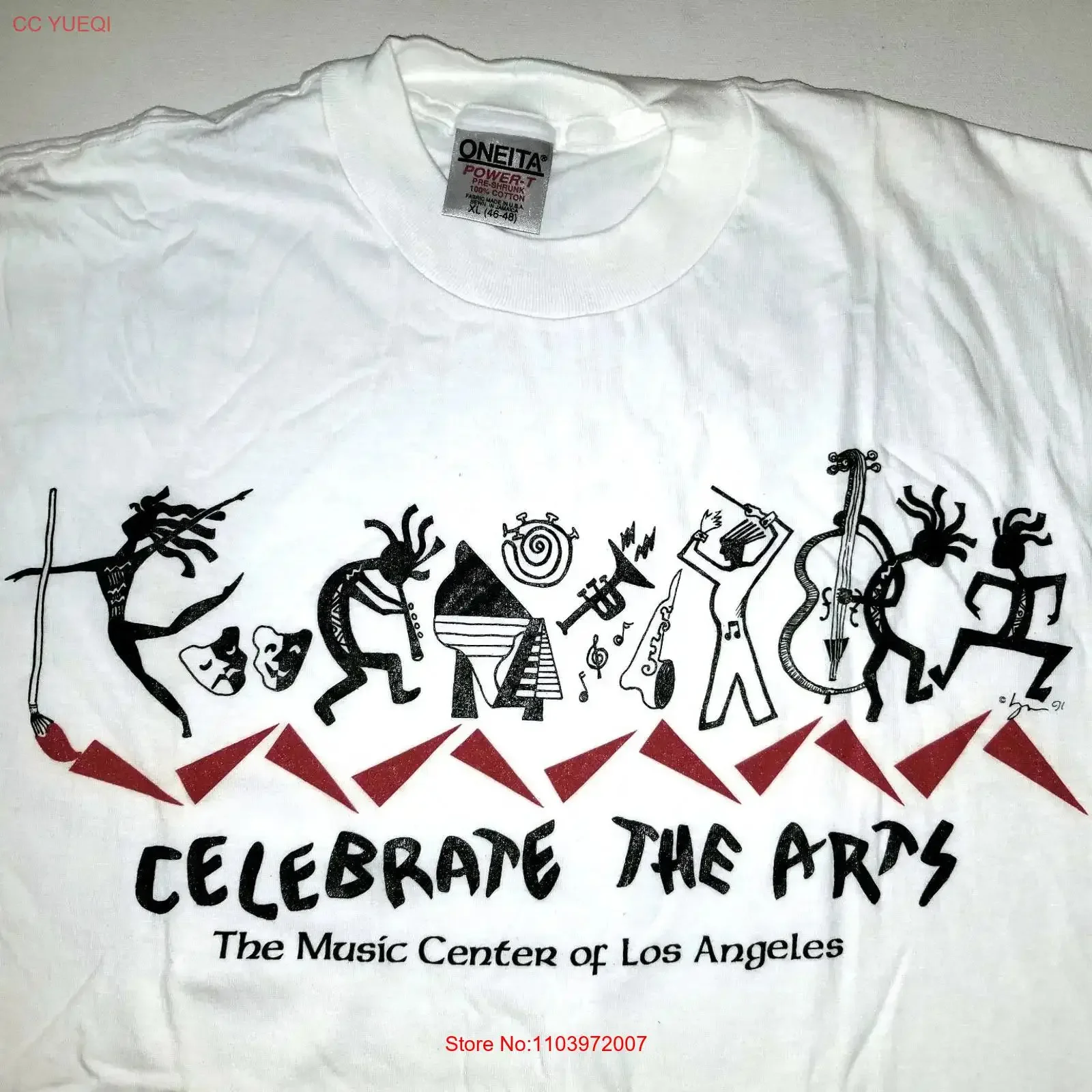 Camiseta Vintage de los Angeles Music Center 1991, Talla Extra Grande XL, Estilo Dance, Ballet, Lavada, Unisex, Elegante y Versátil