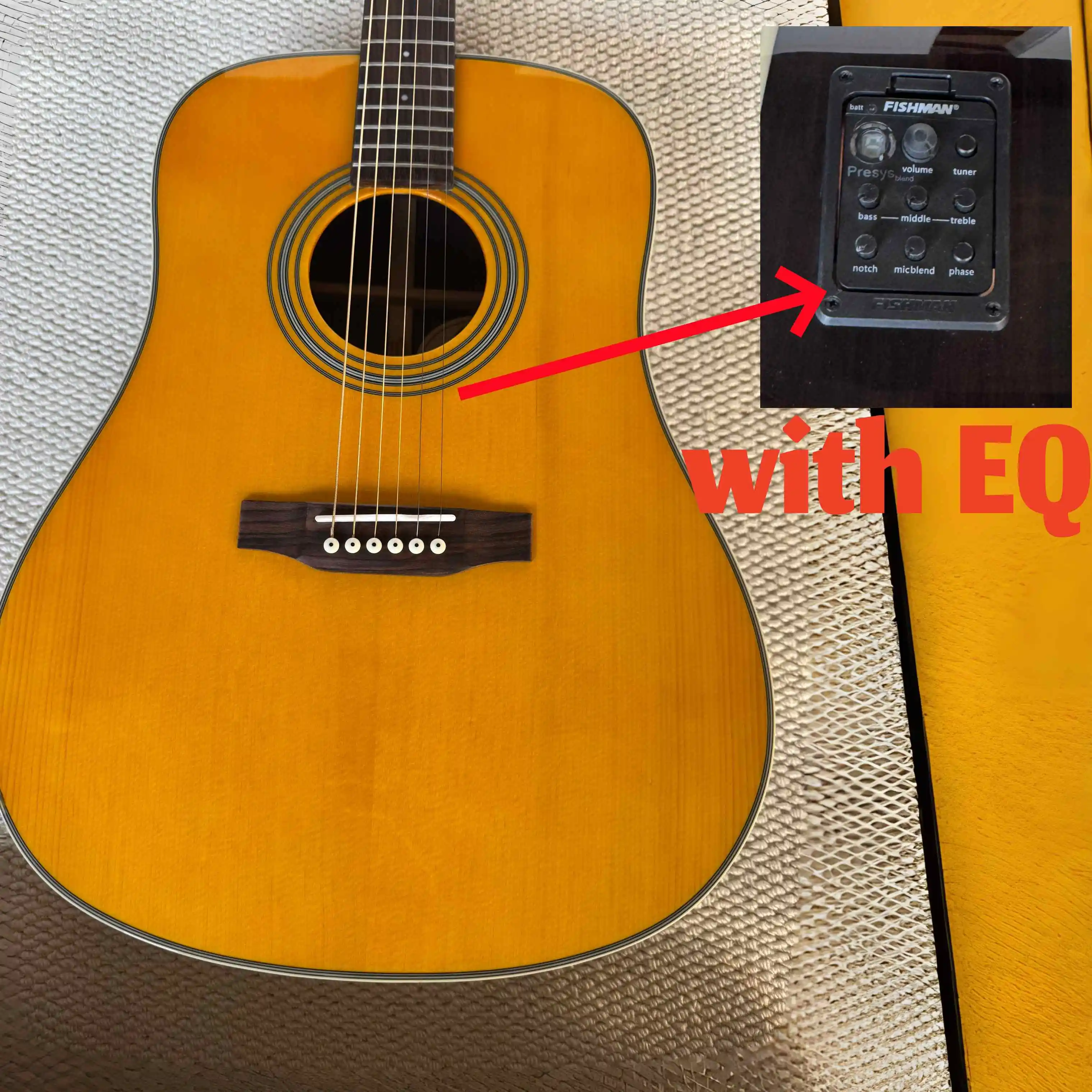 New Yellow D-28 with EQ Acoustic Guitar Spruce Top Folk Style Bone Nut Suitable for Studio Recording