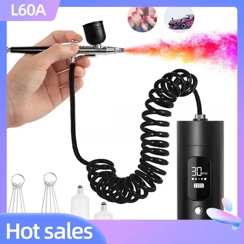 

L60A Airbrush Nail With Compressor Portable Airbrush Nail Art Compressor For Nails Cake Painting Crafts Air Brush Nails Spray
