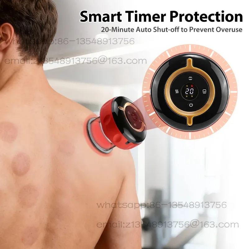 Smart Red Light Cupping Massager Wireless Portable with Remote Control 12 Levels Suction 12 Levels Heating for Body Relax
