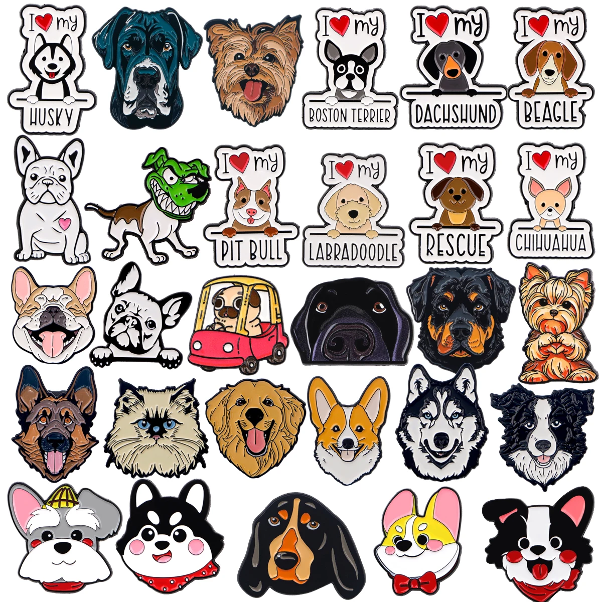 Cute Cartoon Dog Enamel Pins Animals Brooches for Backpacks Funny Lapel Badges for Pet Lovers Friends Gifts Fashion Jewelry