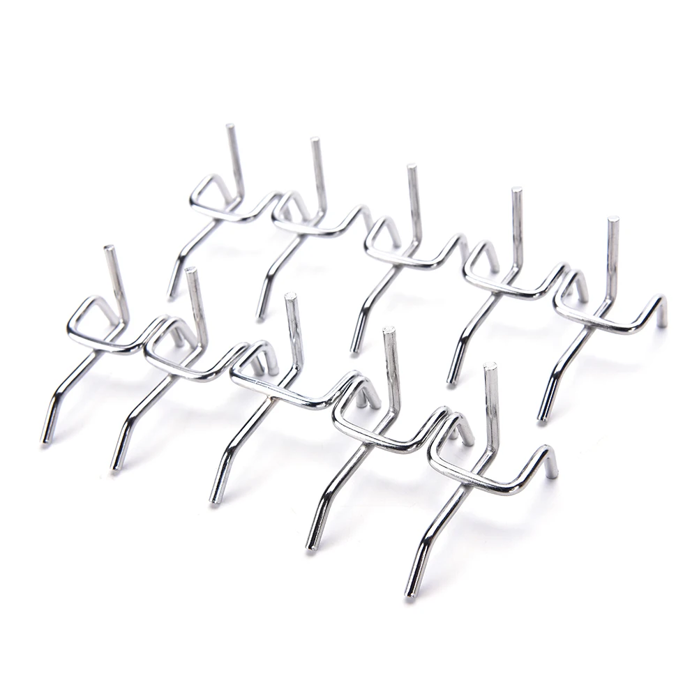 【10Pcs Metal Peg Board Pegboard Hooks Garage Work Shop Storage Display Stainless Steel】