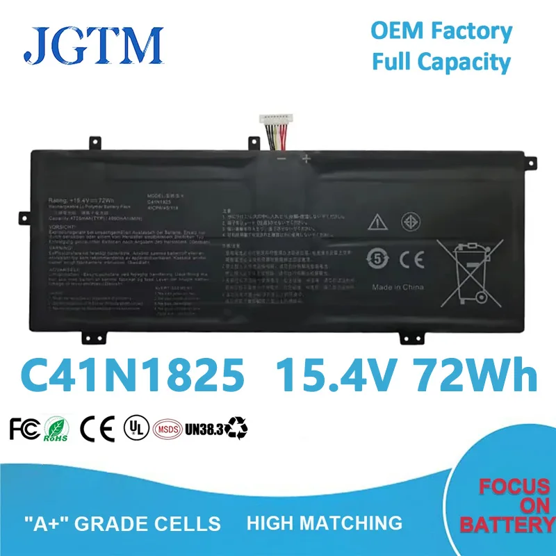 JGTM C41N1825 15.4V 72Wh Replacement Laptop Battery For Asus VivoBook 14 X403FA I403FA X403FA-EB121 H522D Series Batteries