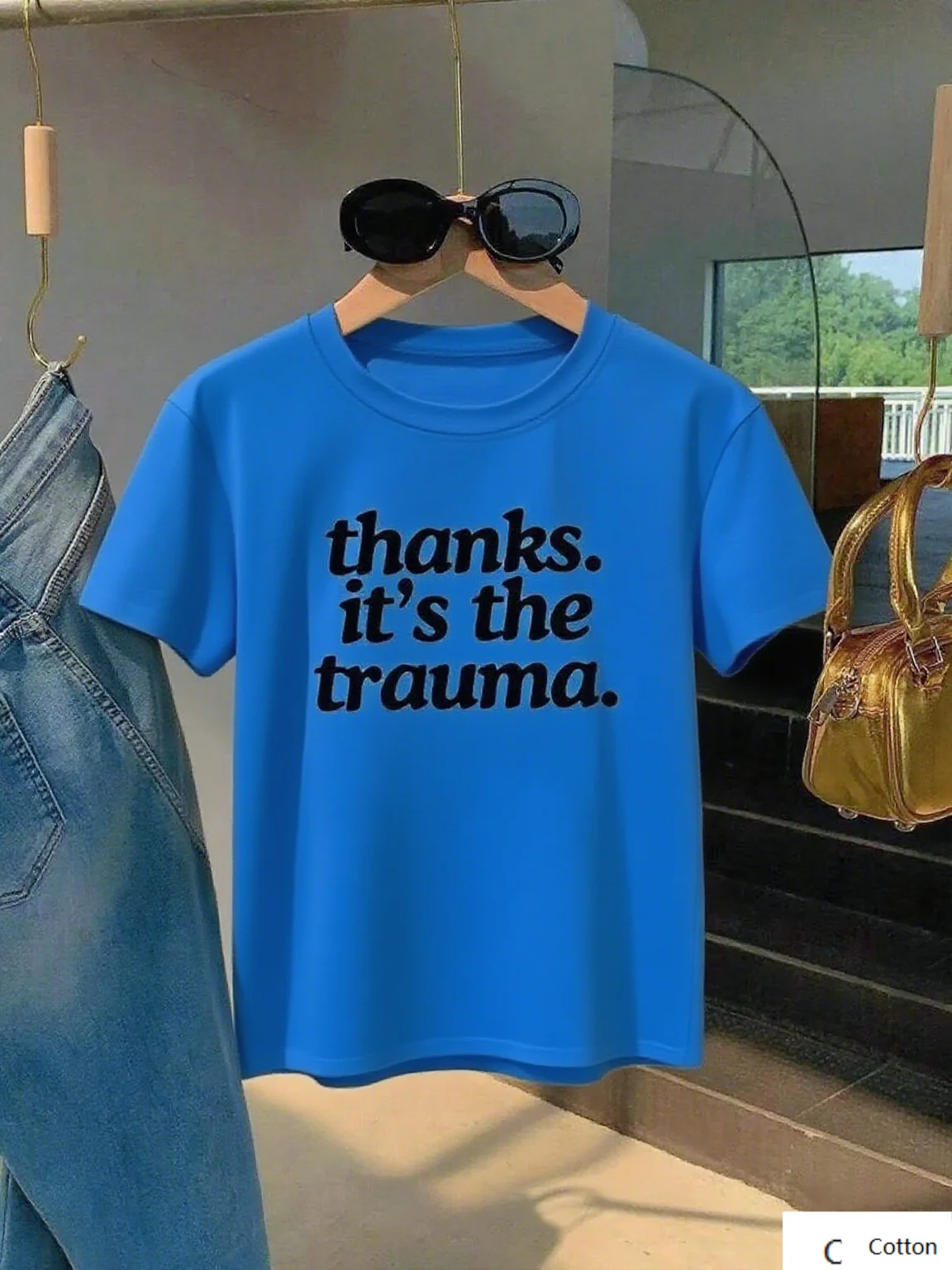 قطن عالي الجودة مع "شكرًا فكاهيًا. إنه الصدمة." طباعة ارفع أسلوبك أثناء مشاركة تي شيرت اضحك S-4XL