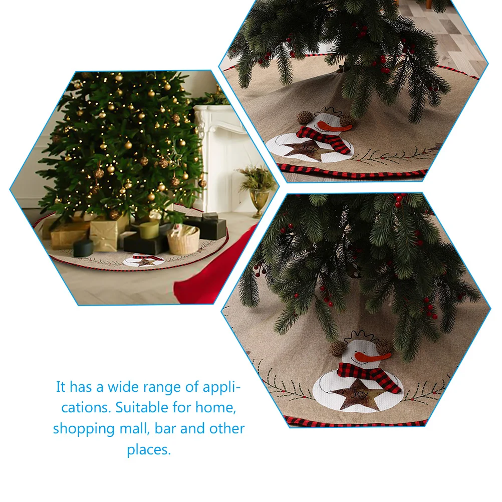 

Ornaments Snowman Tree Skirt Christmas Decor Retro Party Linen Decorative Skirts