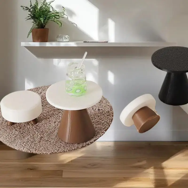 4-teiliges Miniatur-Puppenhaus-Tischmodellbausatz, handgefertigte DIY-Hockerdekorationen, Mini-Spielzeug-Wohnaccessoires für Puppenhaus