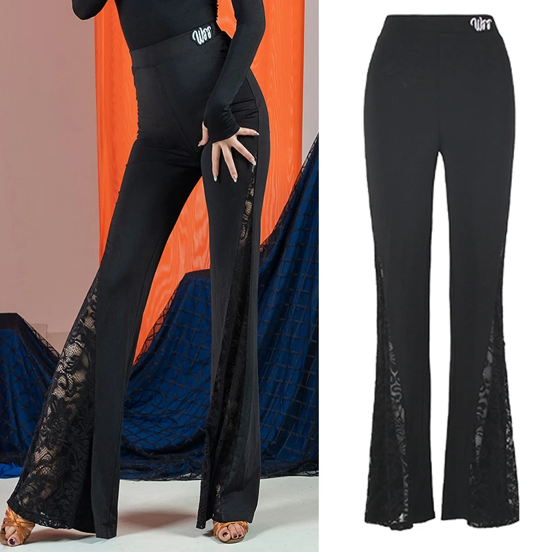 Nieuwe Zwarte Ballroom Dans Broek Vrouwen Samba Latin Dansvoorstelling Broek Volwassenen Moderne Dansbroek Trainingskleding SL13791