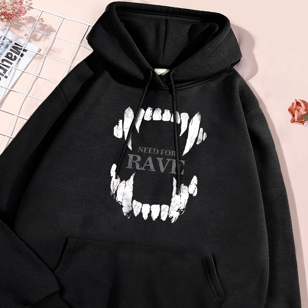 

Beast Fangs Hoodie Man Need For Rave Letter Hoodies Oversize Fleece Sweatshirt Autumn New Arrivals Hoody Soft Comfortable Tops