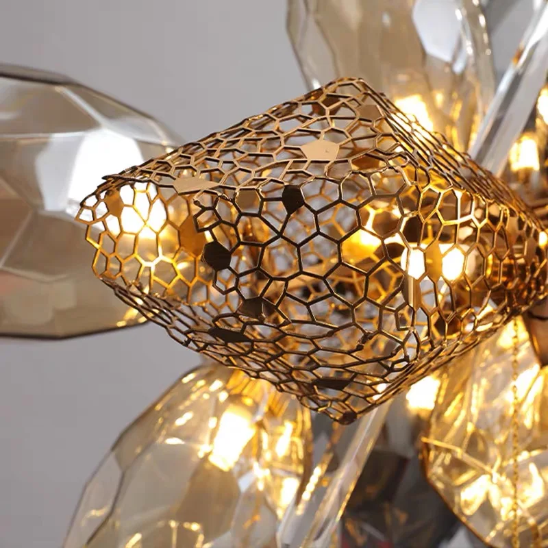 

Modern Luxury Villa Glass Chandelier Duplex Stairs Living Room Art Metal Chandelier Lighting Chain Hanging Lamp Lustre Fixtures