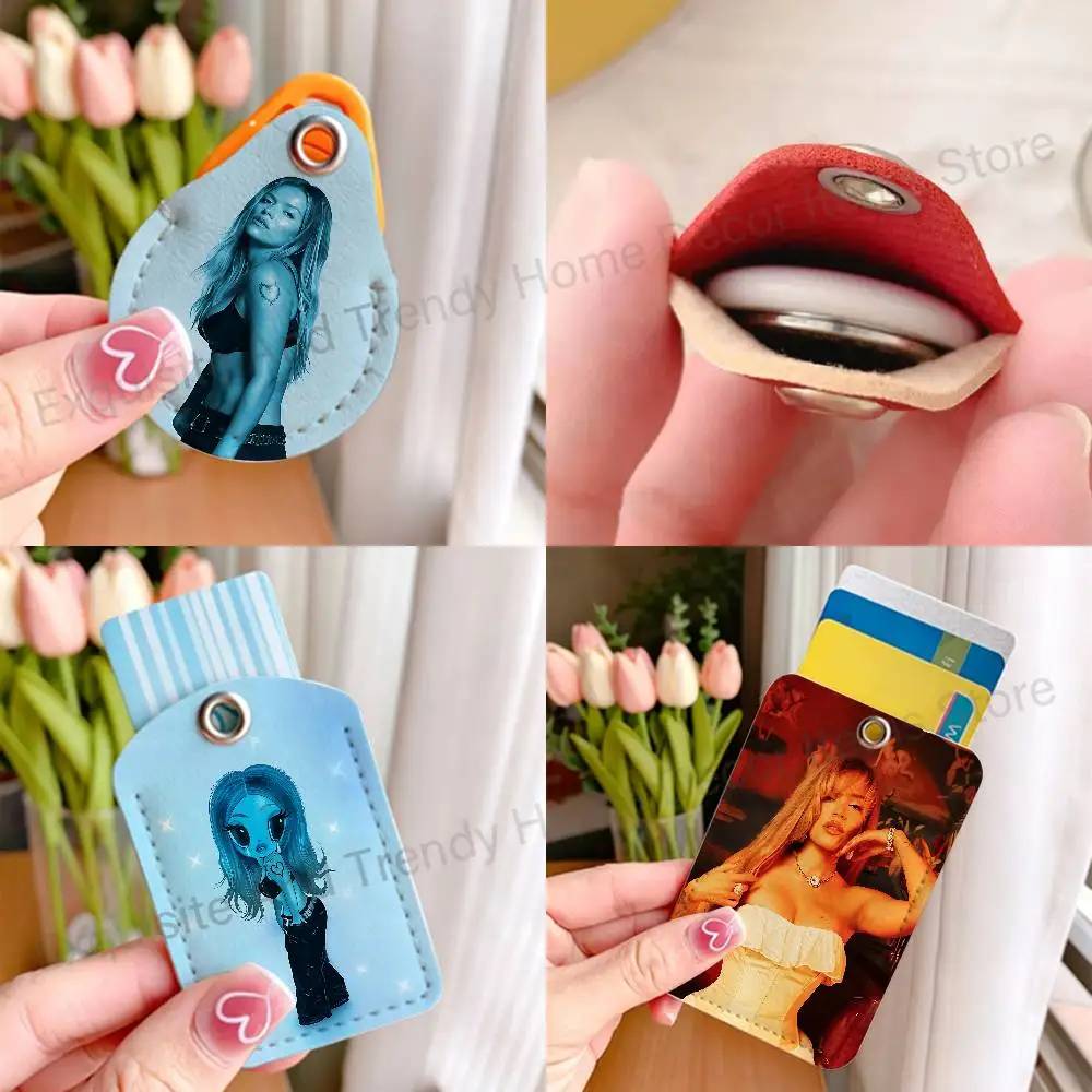 K-Karol G No Me Arrepiento de Sentir Tanto Custom Access Card For Air Tag Case Leather Card Holder Transportation Card Case Gift