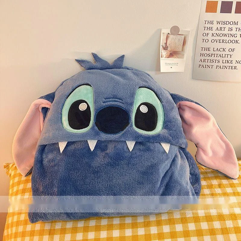 Imagem -05 - Disney-stitch Plush Blanket para Crianças e Adultos Sesta Capa Anime Desenhos Animados Engraçado Quente ar Condicionado Casa Escritório Inverno