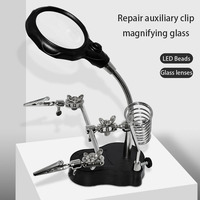 Magnifying glass with lamp and stand, 2 kinds of LED dimming, adjustable swivel arm, 180° option, for close repairs, crafts, etc