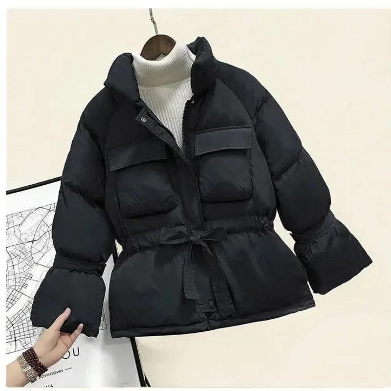 2023 Women's Autumn and Winter Warm Parka Coat Women's Stand Collar Coat High Street Long Sleeve Solid Color Down Jacket 2 Color
