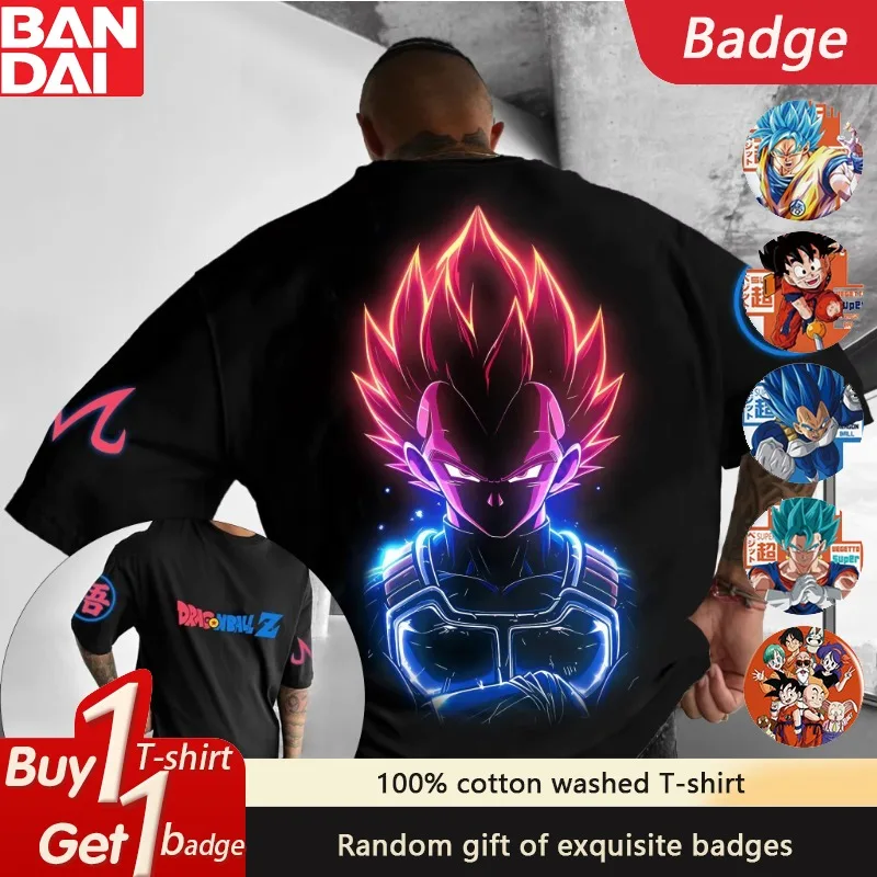 Camiseta con estampado de doble cara de Dragon Ball Anime BEAST Gohan, novedad de verano, pantalón corto informal holgado grande de algodón para hombres y mujeres, manga