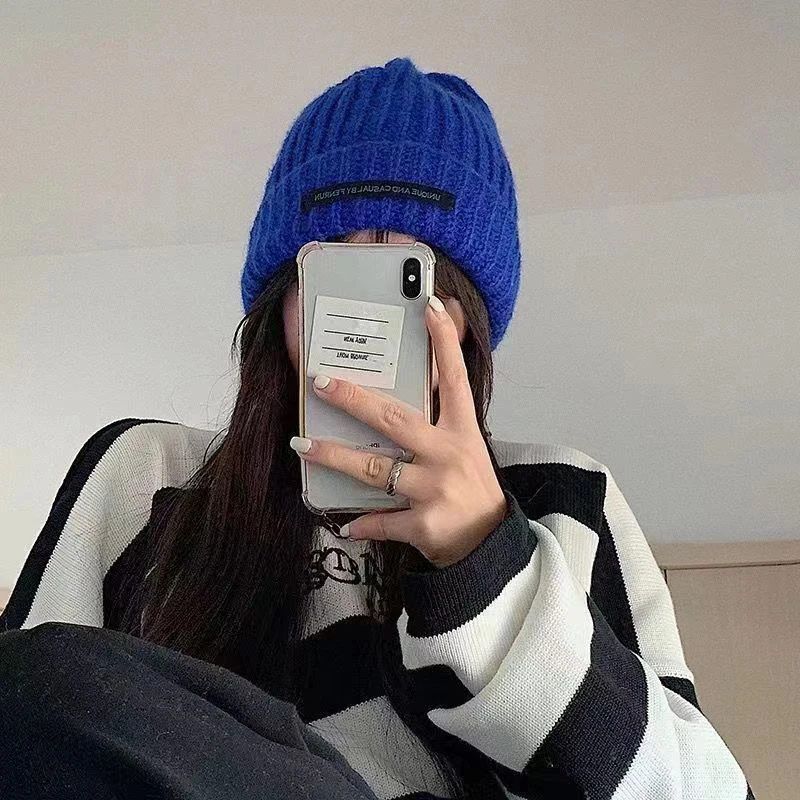 Winter Knitted Hat Women Baggy Skullies Beanies Solid Color Female Beanie Cap Warm Slouchy Skullcap Warm Knitted Cap