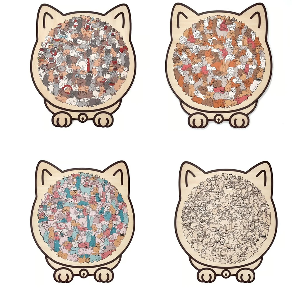 나무 고양이 3D 직소 퍼즐 동물 모양 퍼즐 테이블 게임 고양이 팬더 쌓기 퍼즐 두뇌 게임 몬테소리 교육 장난감