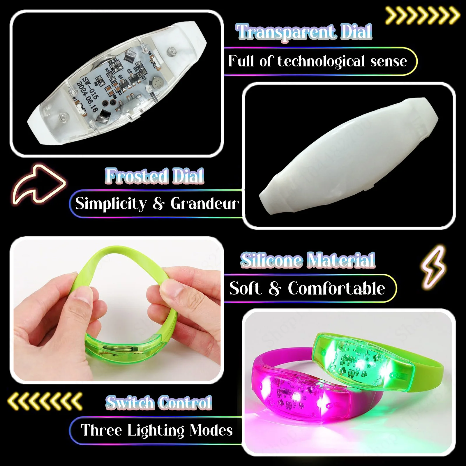 20-300 قطعة يتوهج في الظلام أساور تضيء سوار LED أساور الزفاف وامض معصمه لوازم حفلات الزفاف وأعياد الميلاد #5