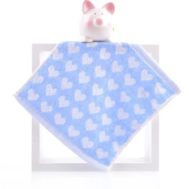 1Pcs 25x25cm Love Heart Cotton Children Kids Bathroom Small Square Face Towel Water Absorbent Soft Cloth