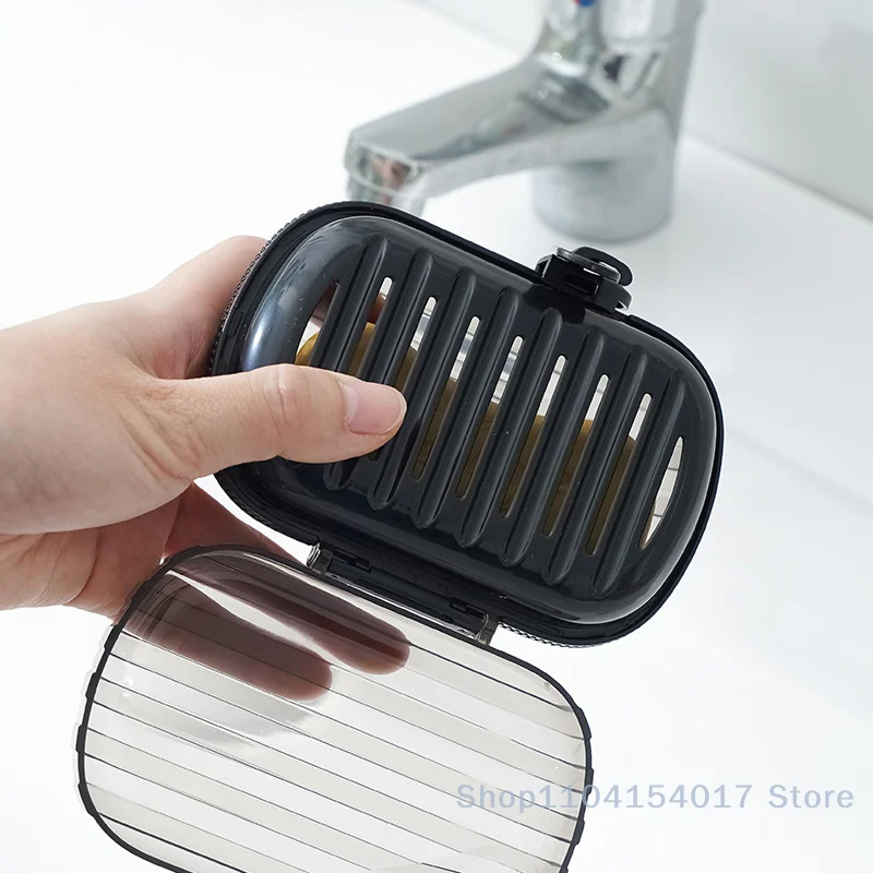 طبق الصابون المحمول صندوق تخزين مختوم مقاوم للماء السفر المنزل الحمام صندوق الصابون سستة تصميم حاوية الصابون مانعة للتسرب