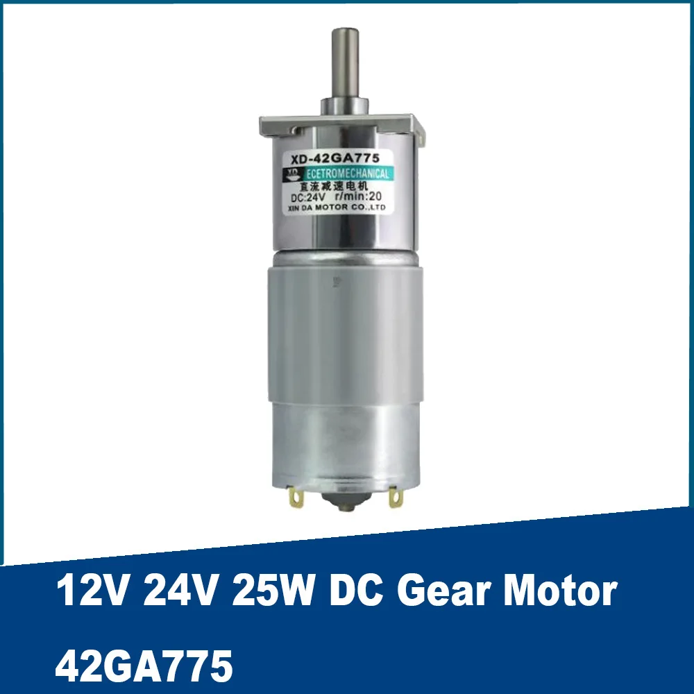 

12V 24V Dc Gear Motor 25W 42GA775 Gear Reducer Motor High Torque Low Speed Micro Adjustable Speed 775 DC Motor