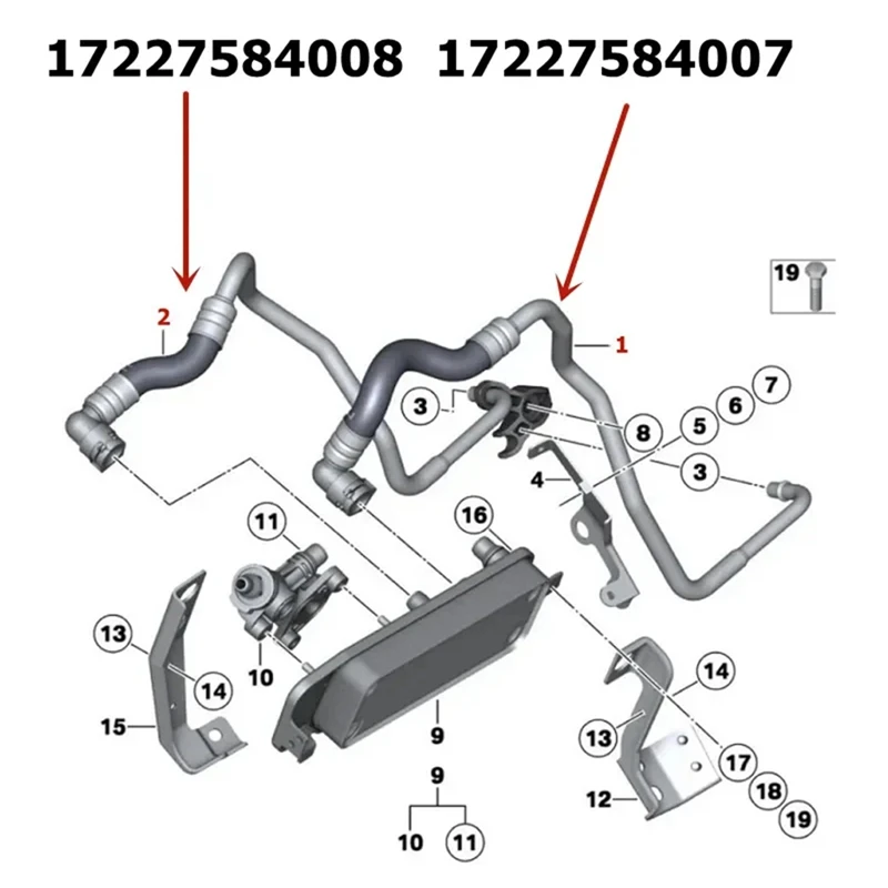 17227584008 New Transmission Cooling Oil Return Hose For BMW 7' F01 F02 Oil Coolant Inlet Pipe Replacement