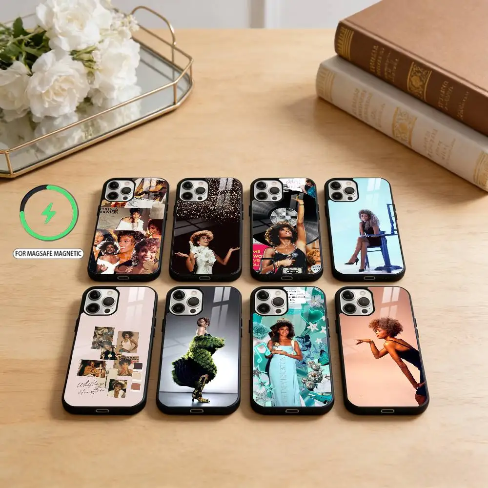 

Чехол для телефона Singer W-Whitney H-Houston для iPhone17,16,15,14,13,12,11 Plus, Pro Max, магнитный для беспроводной зарядки Magsafe