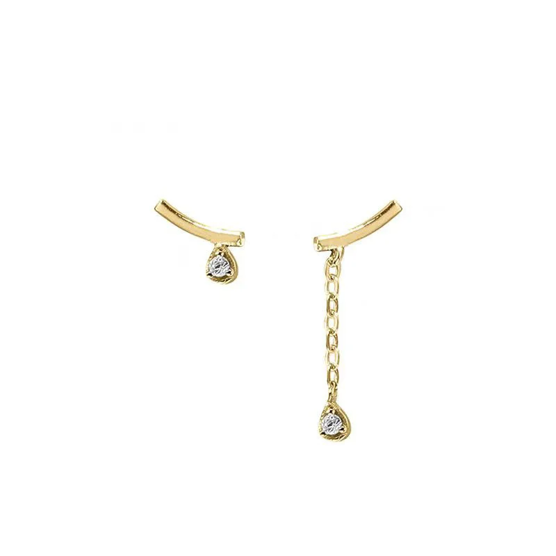 Fashion Gold Plated Tassel Crystal Asymmetry Drop Earring For Women Girls Elegant Piercing Jewelry e1449