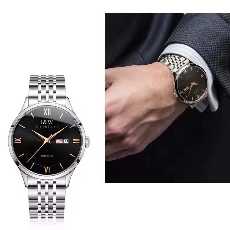 IW Carnival Orologi da polso meccanici Movimento automatico Marchi di lusso Accessori per uomo Orologio impermeabile da uomo con specchio in zaffiro