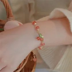 Natural South Red Agate Adjustable Bracelet Pink Cherry Jewelry Female Niche Design Fairy Temperament Hand Ornaments Trendy Gift