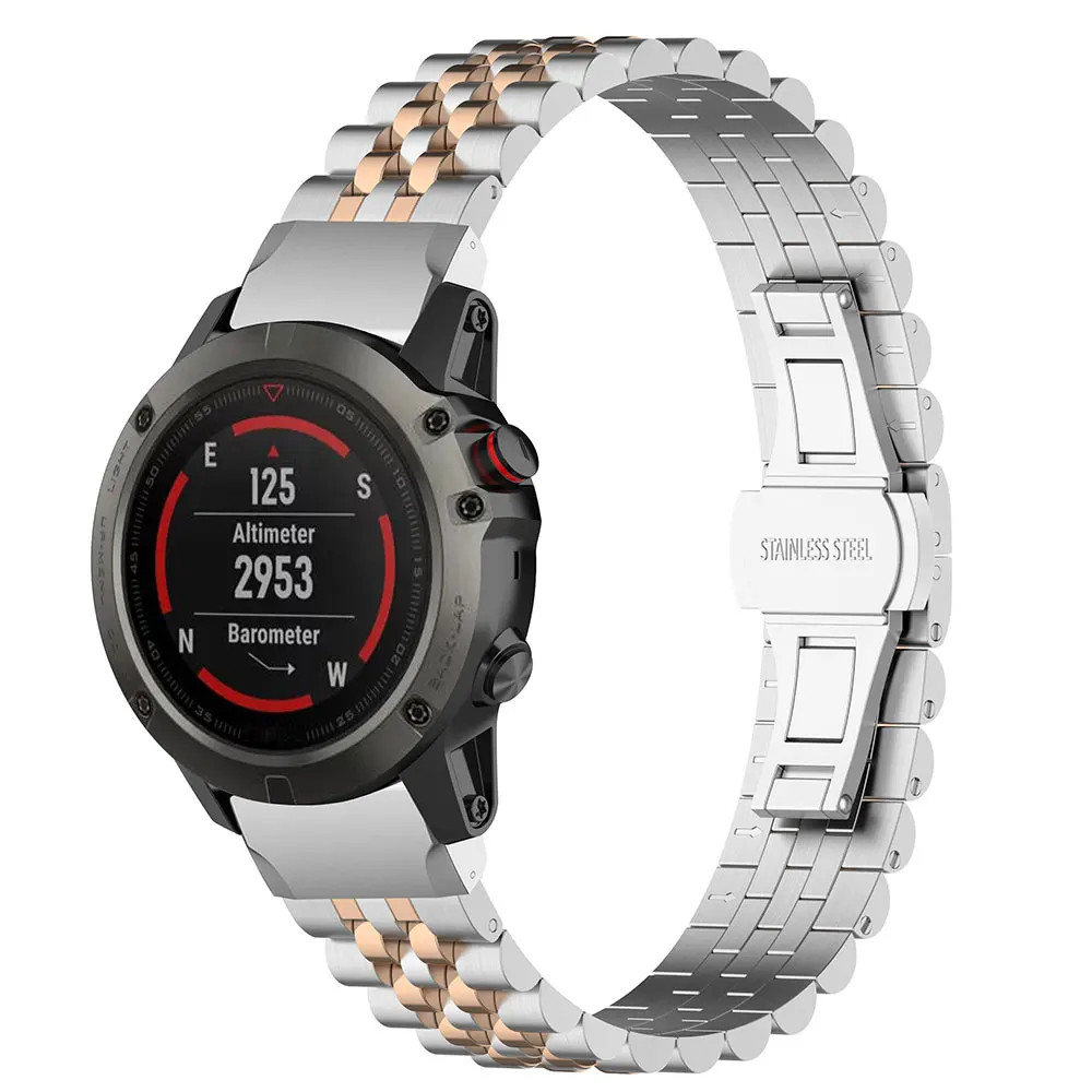 حزام ساعة للغارمين فينيكس 5 6 7 5X 6X 7X 5s 6S 7S سوار ستانلس ستيل معدني حزام ساعة Forerunner 935 945 955
