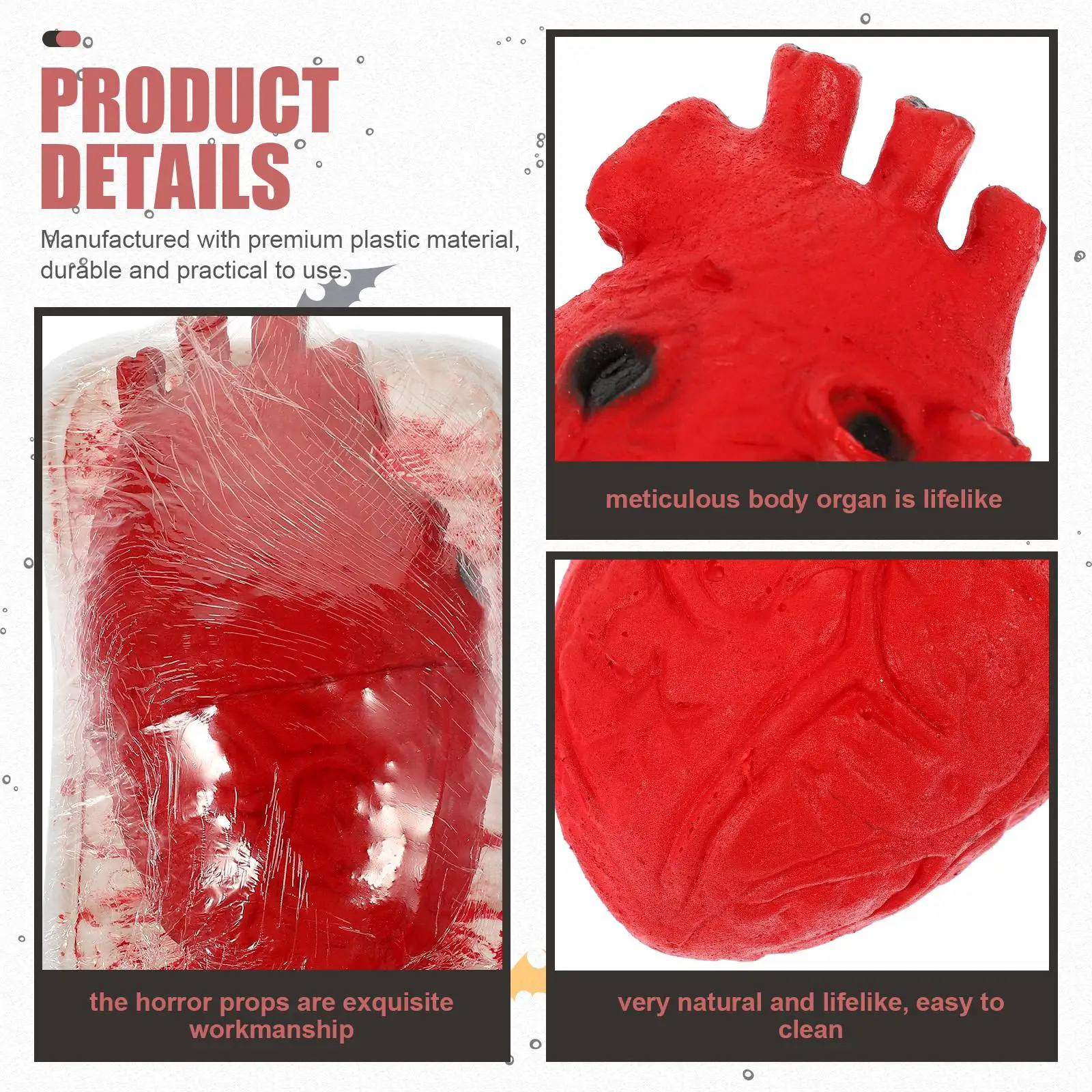 الدعائم القلب مقلد الجسم الجهاز نموذج وهمية البلاستيك جزء الإنسان ديكور هالوين حفلة لعبة الرعب عضو احتفالي مخيف ديكور المنزل #5