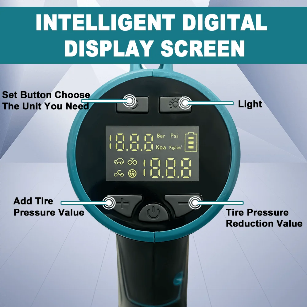 2 In 1 Electric Cordless Air Pump Digital Display Automatic Inflator Tire Air Compressor Inflatable Pump For Makita 18V Battery