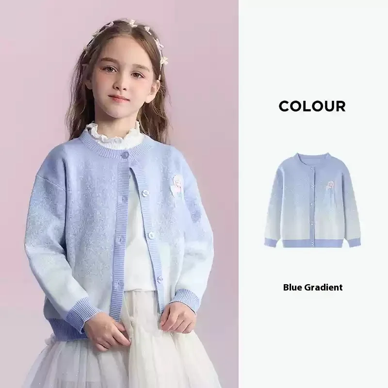 

Fall 2024 New Children Elsa Children Wear Gradient Before Opening Cartoon Sweater Sweater Fashion Item Children Holiday Gift